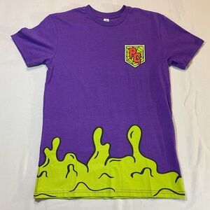 Plate Crate Purple T-Shirt Green Slime October Theme Halloween, Size S